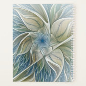 Floral Dream Pattern Abstract Blue Khaki Fractal Planner (Achterkant)