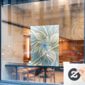 Floral Dream Pattern Abstract Blue Khaki Fractal Raamsticker (Cafe Raam)