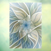 Floral Dream Pattern Abstract Blue Khaki Fractal Raamsticker (Vel 3)