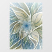 Floral Dream Pattern Abstract Blue Khaki Fractal Raamsticker (Vel)