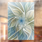 Floral Dream Pattern Abstract Blue Khaki Fractal Raamsticker (Vel 2)