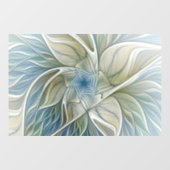 Floral Dream Pattern Abstract Blue Khaki Fractal Raamsticker (Vel)