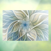 Floral Dream Pattern Abstract Blue Khaki Fractal Raamsticker (Vel 3)