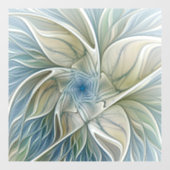 Floral Dream Pattern Abstract Blue Khaki Fractal Raamsticker (Vel)