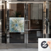Floral Dream Pattern Abstract Blue Khaki Fractal Raamsticker (Kantoordeur)