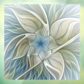 Floral Dream Pattern Abstract Blue Khaki Fractal Raamsticker (Vel 3)