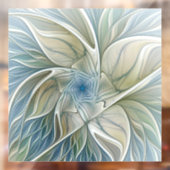 Floral Dream Pattern Abstract Blue Khaki Fractal Raamsticker (Vel 2)