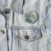 Floral Dream Pattern Abstract Blue Khaki Fractal Ronde Button 5,7 Cm (In situ)