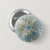 Floral Dream Pattern Abstract Blue Khaki Fractal Ronde Button 5,7 Cm (Voorkant /achterkant)