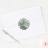 Floral Dream Pattern Abstract Blue Khaki Fractal Ronde Sticker (Envelop)