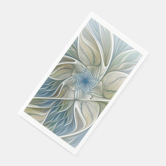 Floral Dream Pattern Abstract Blue Khaki Fractal Servet (Hoek)