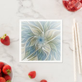 Floral Dream Pattern Abstract Blue Khaki Fractal Servetten (Insitu)