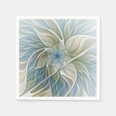 Floral Dream Pattern Abstract Blue Khaki Fractal Servetten (Voorkant)