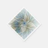 Floral Dream Pattern Abstract Blue Khaki Fractal Servetten (Hoek)