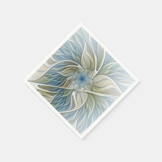 Floral Dream Pattern Abstract Blue Khaki Fractal Servetten (Hoek)