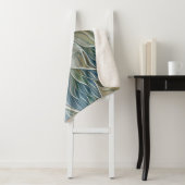 Floral Dream Pattern Abstract Blue Khaki Fractal Sherpa Deken (In situ)