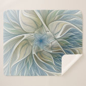 Floral Dream Pattern Abstract Blue Khaki Fractal Sherpa Deken (Voorkant (horizontaal))
