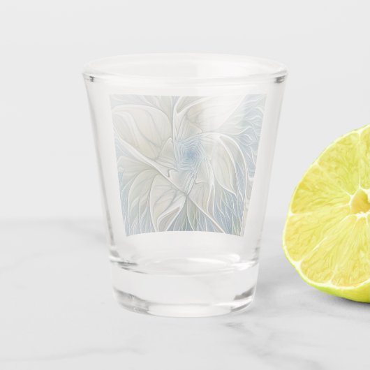 Floral Dream Pattern Abstract Blue Khaki Fractal Shot Glas (Achterkant)