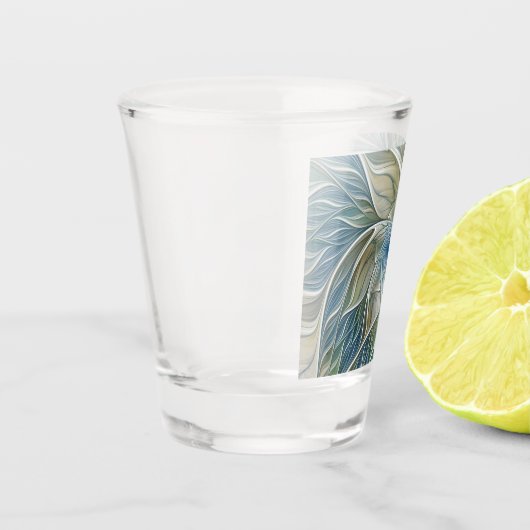 Floral Dream Pattern Abstract Blue Khaki Fractal Shot Glas (Links)