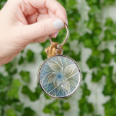 Floral Dream Pattern Abstract Blue Khaki Fractal Sleutelhanger (Hand)