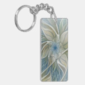 Floral Dream Pattern Abstract Blue Khaki Fractal Sleutelhanger (Voorkant Links)