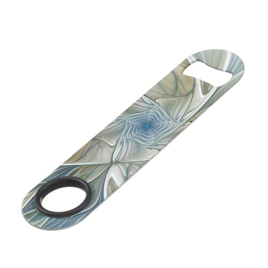 Floral Dream Pattern Abstract Blue Khaki Fractal Speed Flessenopener (Voorkant Gekanteld)