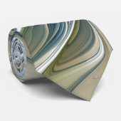 Floral Dream Pattern Abstract Blue Khaki Fractal Stropdas (Opgerold)