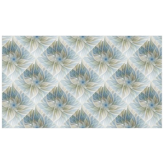 Floral Dream Pattern Abstract Blue Khaki Fractal Tafelkleed (Voorkant (Horizontaal))