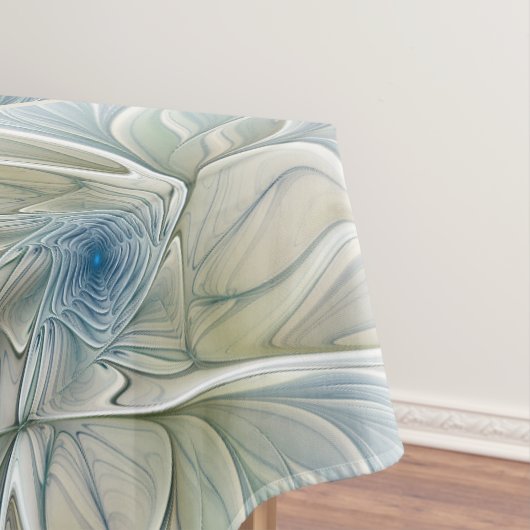 Floral Dream Pattern Abstract Blue Khaki Fractal Tafelkleed (Voorbeeld)
