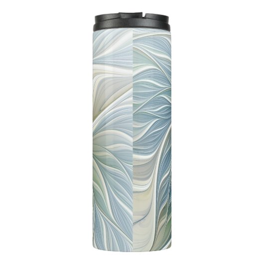Floral Dream Pattern Abstract Blue Khaki Fractal Thermosbeker (Achterkant)