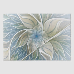 Floral Dream Pattern Abstract Blue Khaki Fractal Tissuepapier