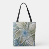 Floral Dream Pattern Abstract Blue Khaki Fractal Tote Bag (Achterkant)