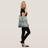 Floral Dream Pattern Abstract Blue Khaki Fractal Tote Bag (Op model)