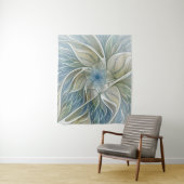 Floral Dream Pattern Abstract Blue Khaki Fractal Wandkleed (In situ)