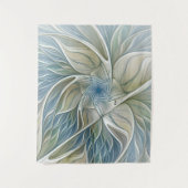 Floral Dream Pattern Abstract Blue Khaki Fractal Wandkleed (Voorkant)