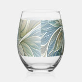 Floral Dream Pattern Abstract Blue Khaki Fractal Wijnglas Zonder Voet (Rechts)