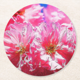 Floral Dreams 03 hot roze Ronde Kartonnen Onderzetter