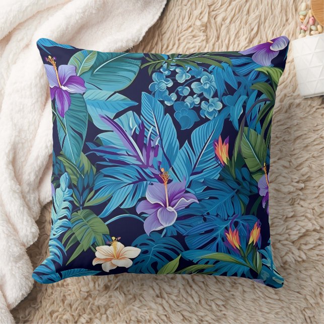 'Floral Dreams' - Tropisch bloemontwerp Kussen (Deken)