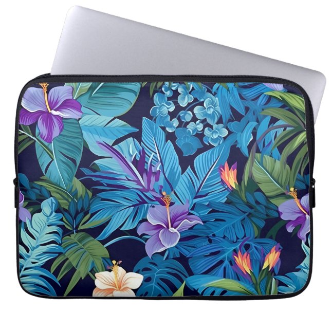'Floral Dreams' - Tropisch bloemontwerp Laptop Sleeve (Voorkant)