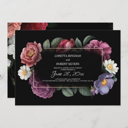 Floral Dreams Wedding Invitation Kaart (Voorkant / Achterkant)