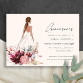 Floral Dress Pampas Grass Quinceanera Invite Bedankkaart