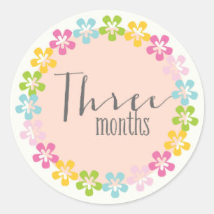 Floral drie maanden nieuwe babysticker ronde sticker