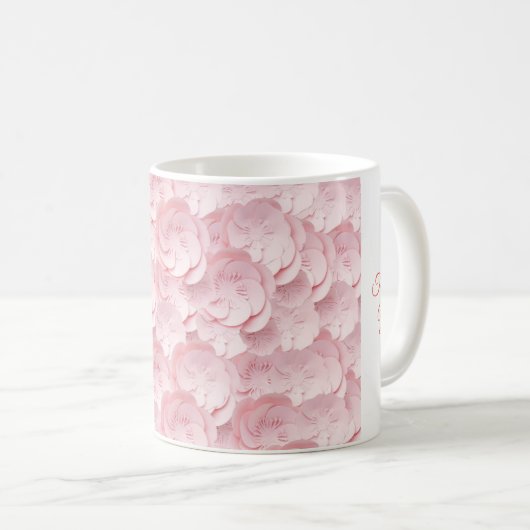 Floral Drinkware Dank u Mok Zacht Roze Kleur (Voorkant rechts)
