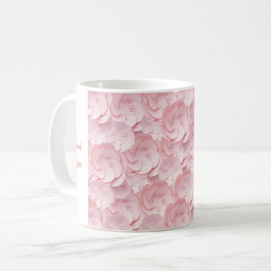 Floral Drinkware Dank u Mok Zacht Roze Kleur (Voorkant links)