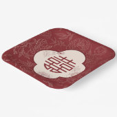 Floral Dubbel Geluk Chinees Bruiloft Papieren Bordje (Gebogen)