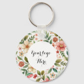 Floral dubbelzijdig Logo QR Code sleutelhanger (Voorkant)
