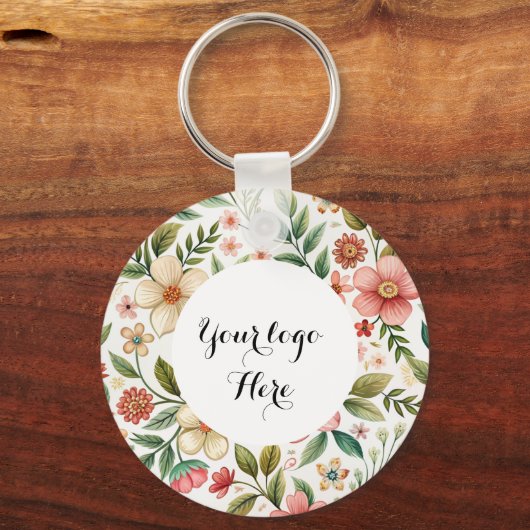 Floral dubbelzijdig Logo QR Code sleutelhanger (Voorkant)