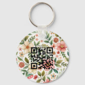 Floral dubbelzijdig Logo QR Code sleutelhanger (Achterkant)