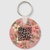 Floral dubbelzijdig Logo QR Code sleutelhanger (Achterkant)