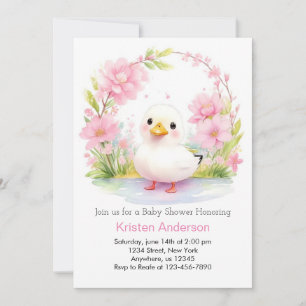 Floral Duck betoverde roze meisje Baby shower Kaart